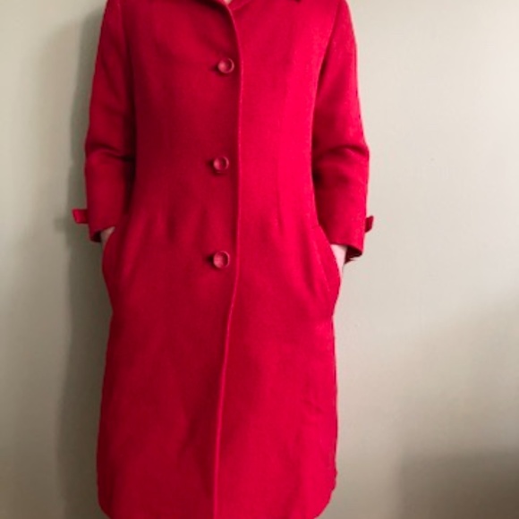 Red 1970s Bouclé Wool Coat - Picture 4 of 4